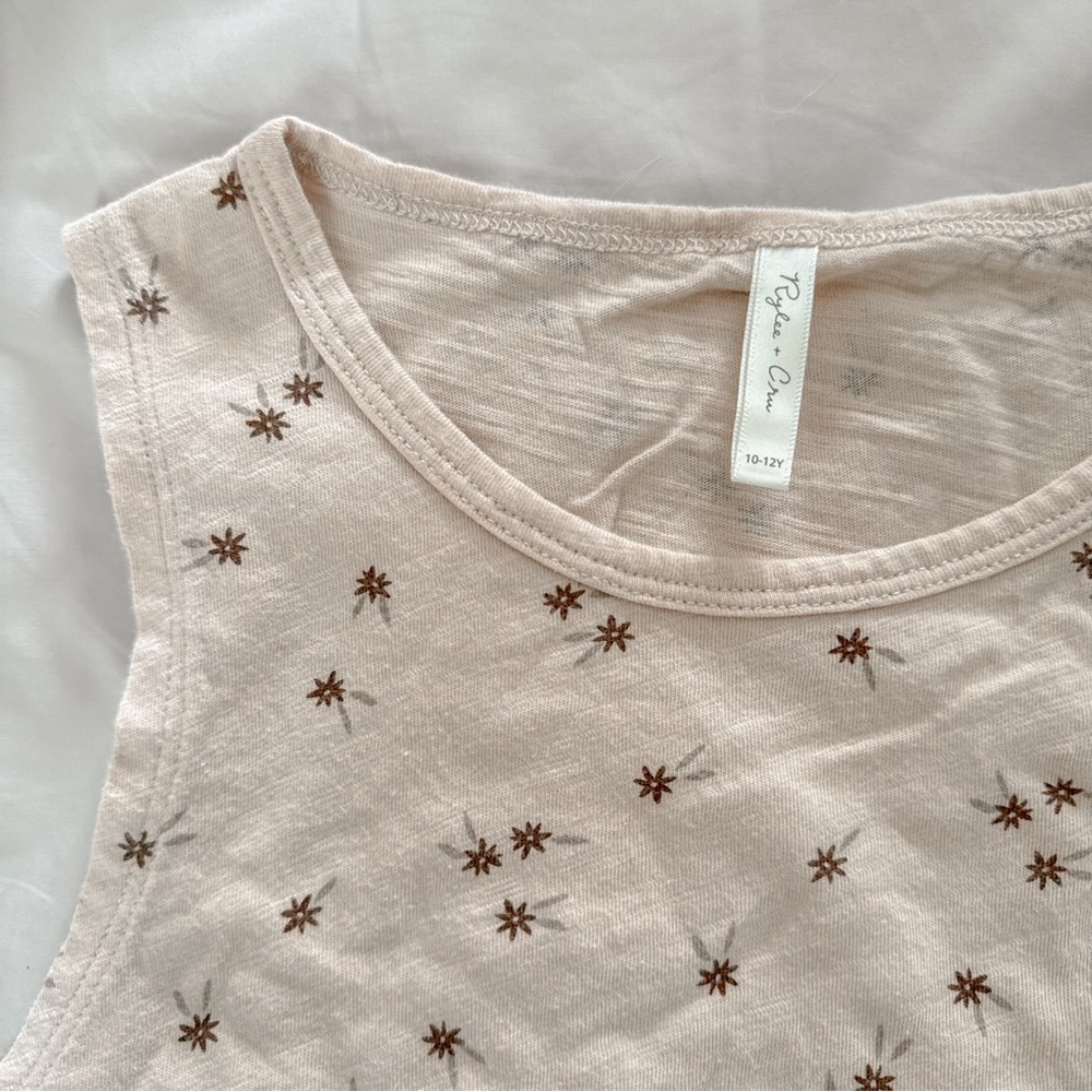 Rylee + Cru Kids Tank Top with Tiny Brown Floral Print